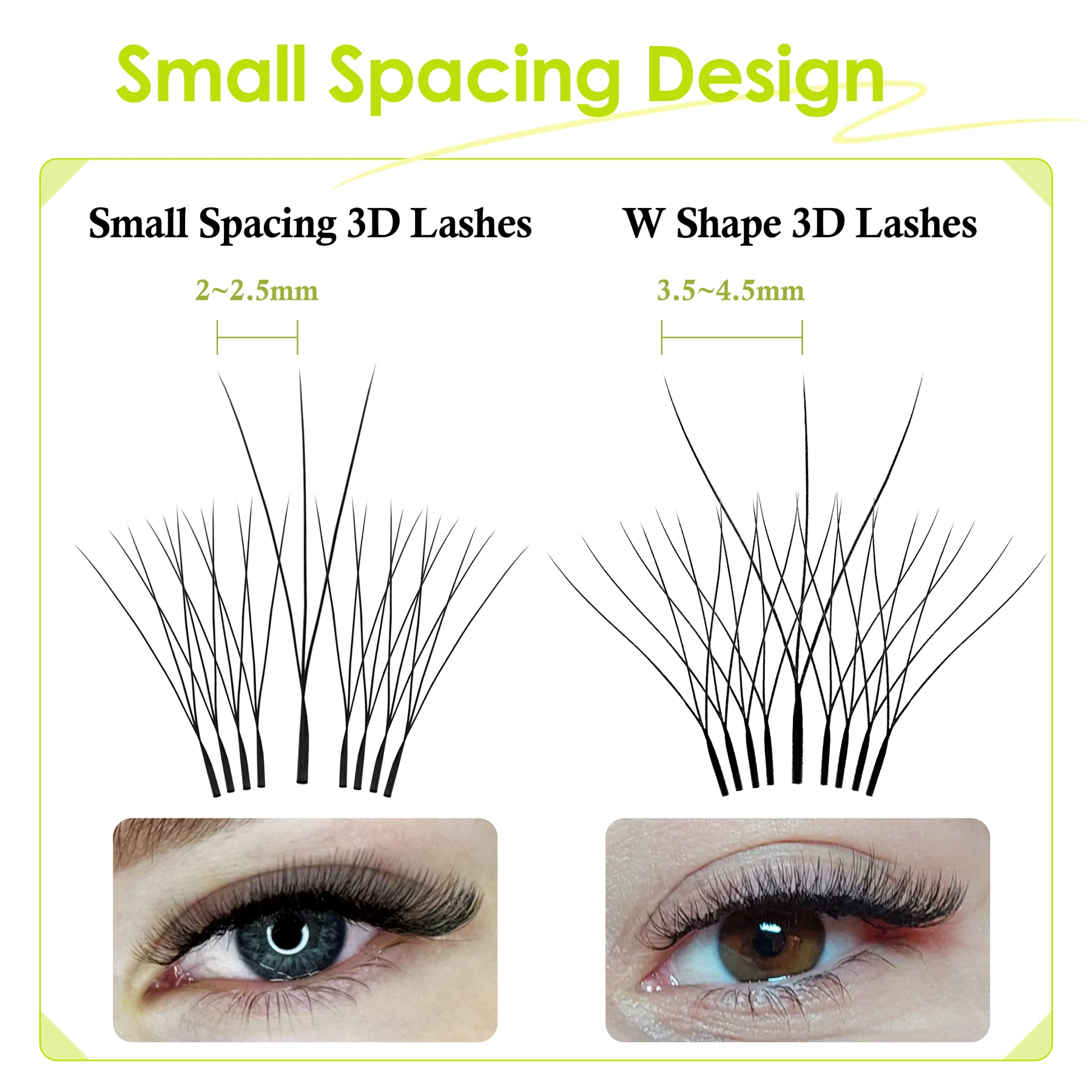SEEDEW Smaller Spacing 3D W Shape Eyelash Extension Natural Soft False Eyelashes Premade Volume 3D Lashes