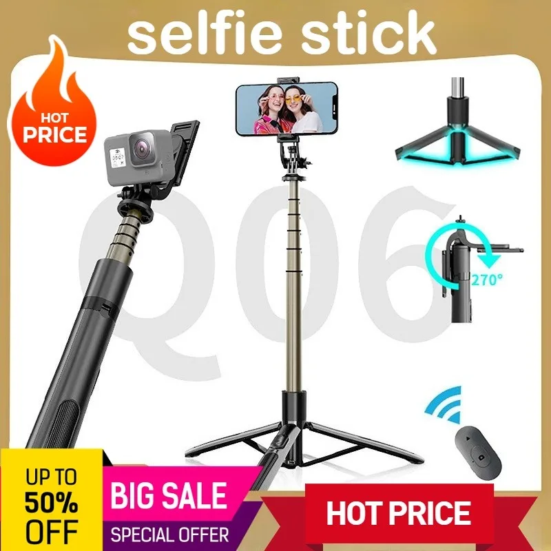 

Q06 Mobile Selfie Stick Bluetooth Floor Remote Control Scalable Tripod Camera Video Triple In One