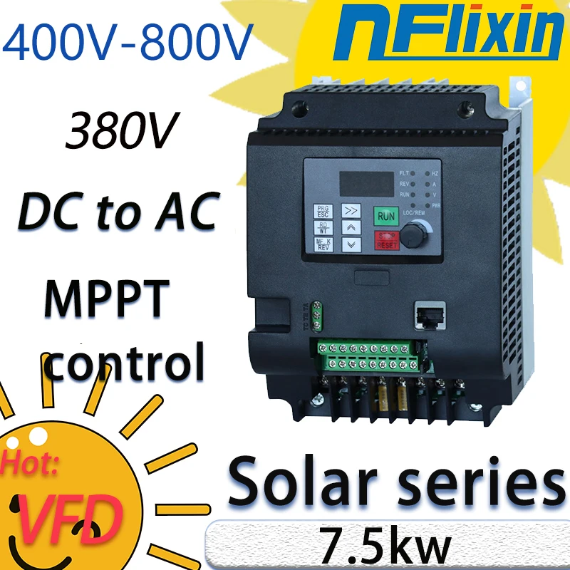 Solar VFD 380V pump inverter solar inverter for submersible 380v vfd ac-dc converter 7.5KW DC 400V-800V hybrid solar inverter