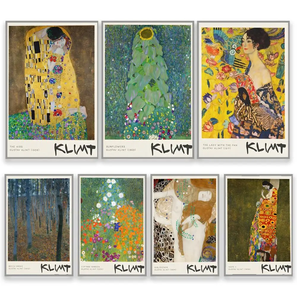 Vintage Gustav Kiss The Klimt Maiden Cottage Garden DIY Room Decor Interior Room Decoration High Resolution Poster Poster
