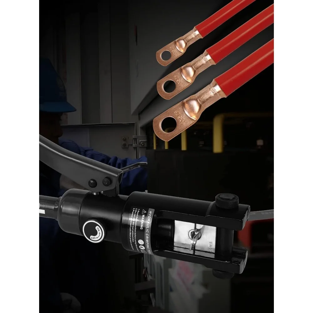 Compact Hydraulic Crimping Tool 8-4/0 AWG with 9 Die Sets for Cable Lugs view 6