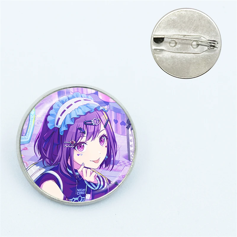 Project SEKAI Anime Shinonome Ena Enanan Pin 25mm Glass Dome Brooches Shirt Lapel Bag Cute Badge Cartoon Pins For Fans