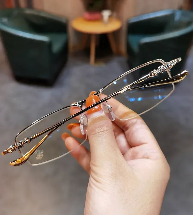 Halbrandlose Business-Myopiebrille für Herren, 0–6,0 Dioptrien | Photochrome, multifunktionale Anti-Blaulicht-Brille für das Büro – Detail 2