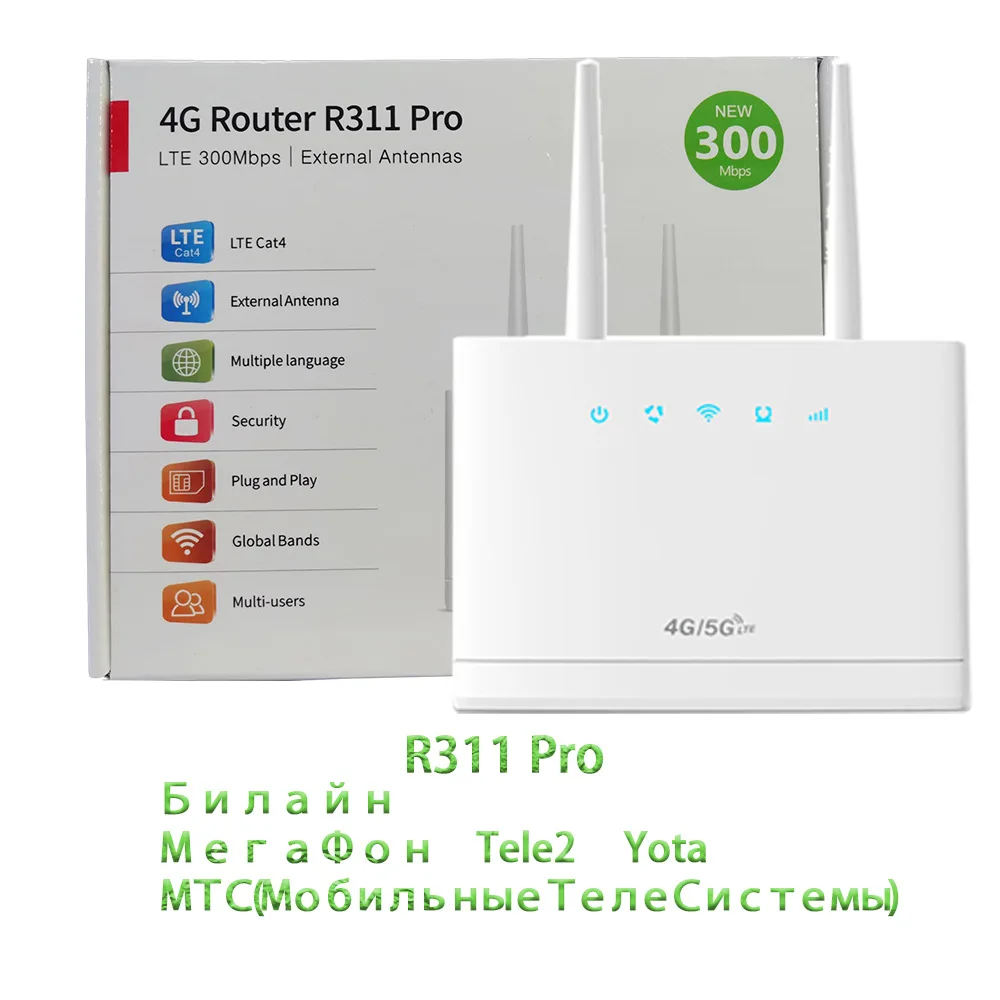 4G LTE Router 300Mbps 4G Wifi Wireless Router With Sim Card Slot with 2 External Antennas