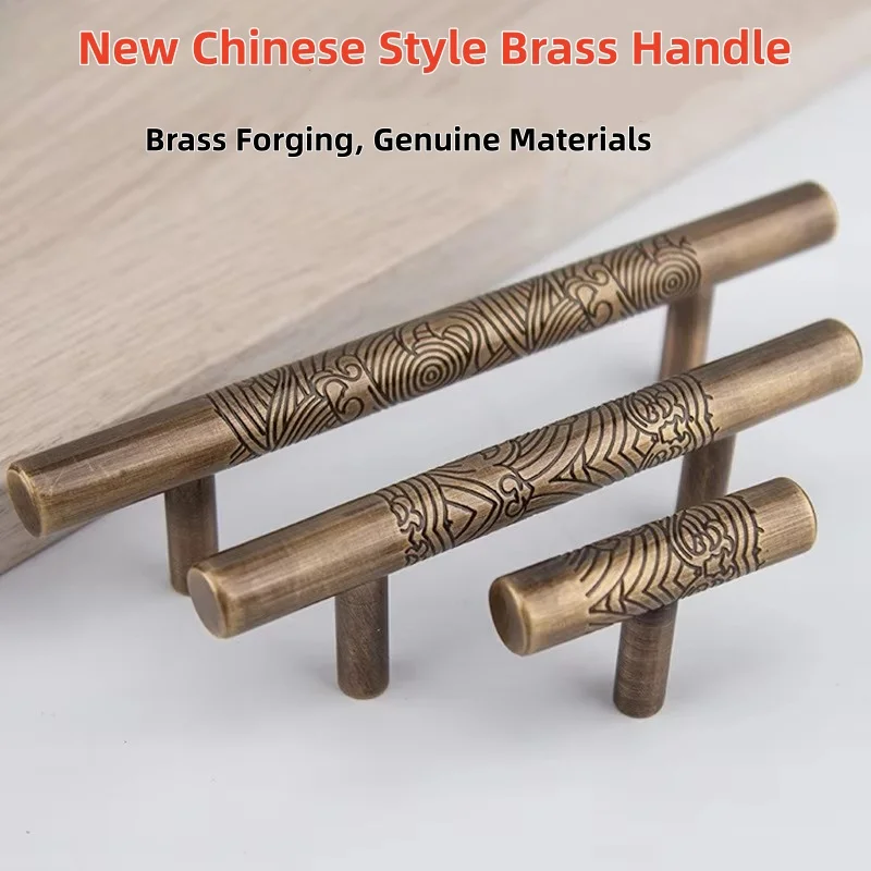 Retro Solid Pure Brass Long Handle Kitchen Furniture Cabinet Drawer Pulls Copper Bronze Wardrobe Bedside Cabinet Locker Knob
