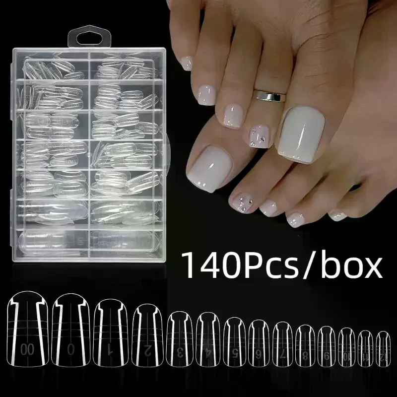 140 pièces/boîte couverture complète faux ongles Ultra mince clair presse sur orteil pied ongles conseils artificiel acrylique faux ongles Art manucure outil