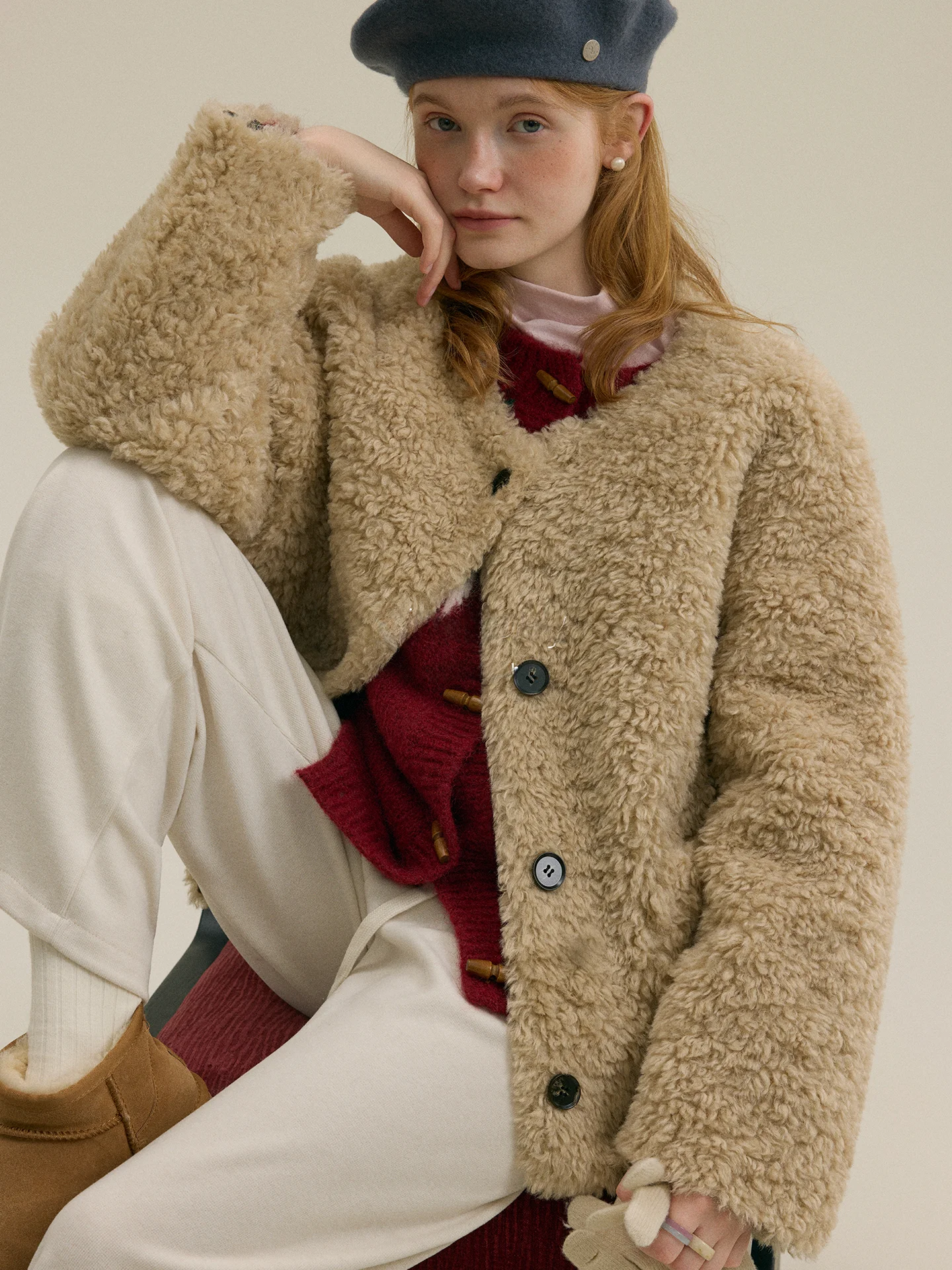 

Rina Berry Warm Loose Autumn Winter ort Coat Casual Sle Milk Tea Color Commute Friendly Furry Jaet Ladies Outerwear