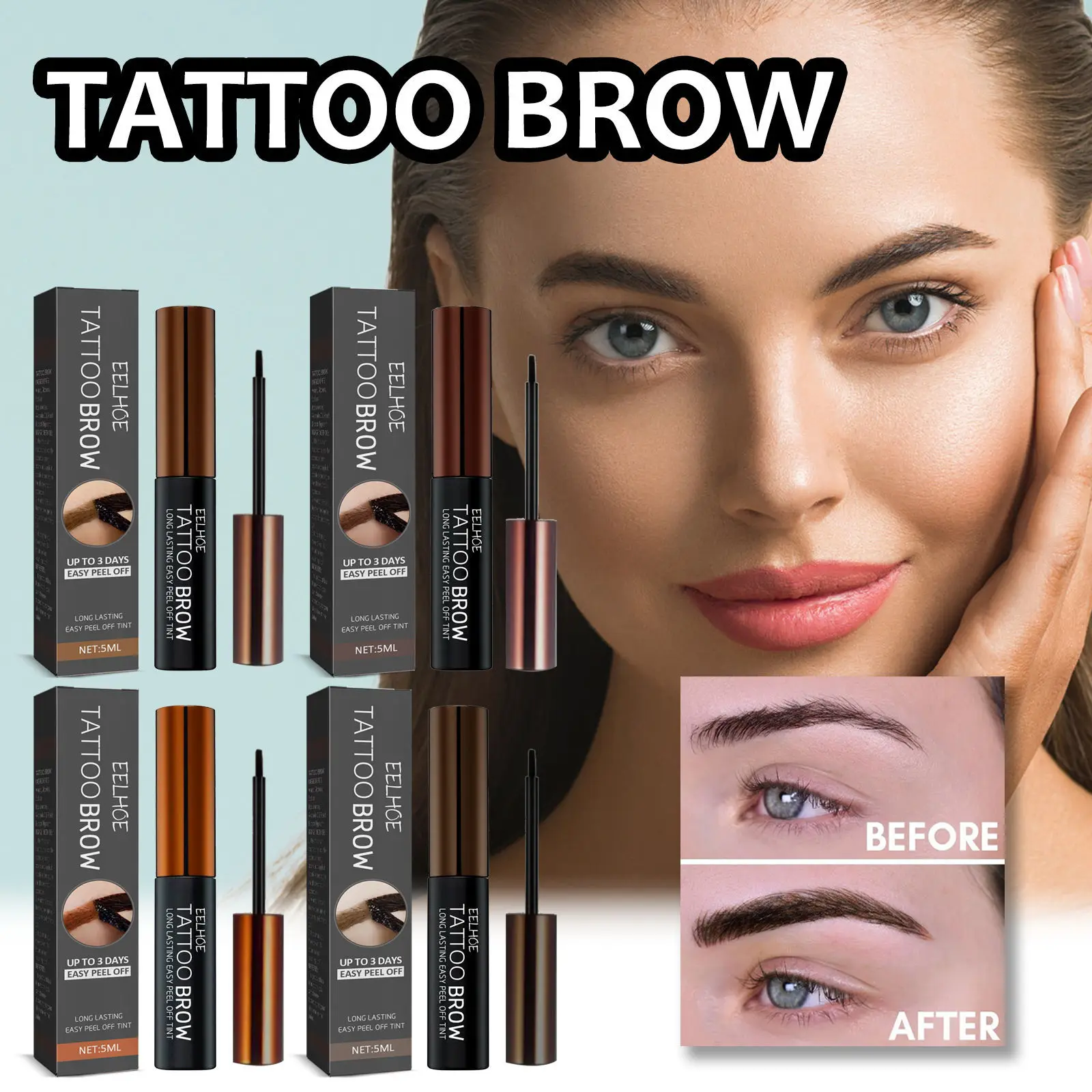 

Eelhoe Tear and Pull Eyebrow Cream Men and Women Semi-Permanent Eyebrow Tattoo Wash-Resistant Long Lasting and Does Not Fade