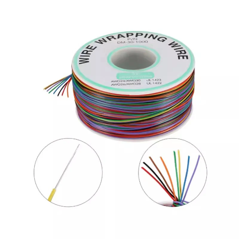 8 Colors 30AWG Wire Wrapping Wire B-30-1000 UL1423 0.25mm Tinned Copper Solid PVC insulation Cable Jumper Insulation 250m