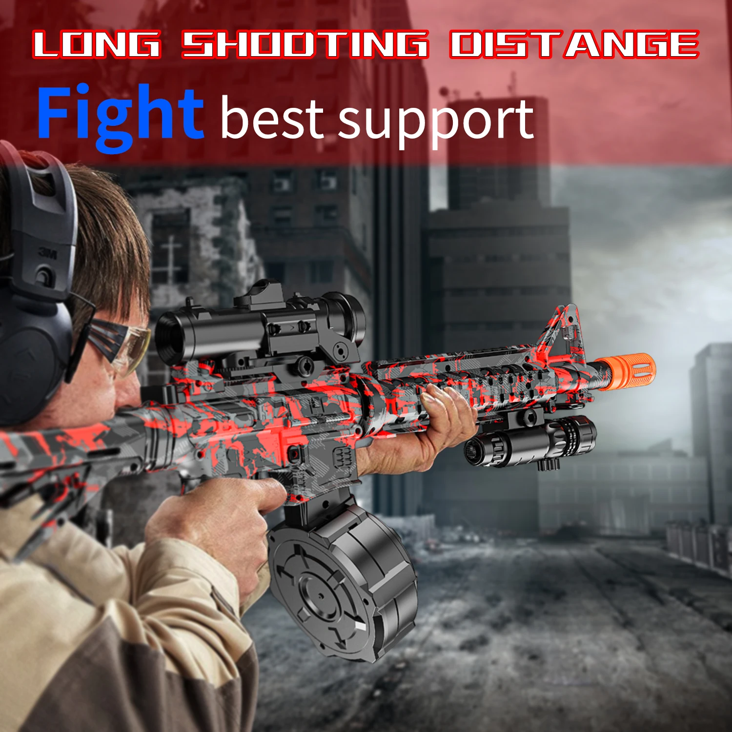 드럼이 포함된 블래스터, 자동 듀얼 모드 블래스터, 야외 활동용 - 야외 팀 게임 및 크리스마스 선물에 적합