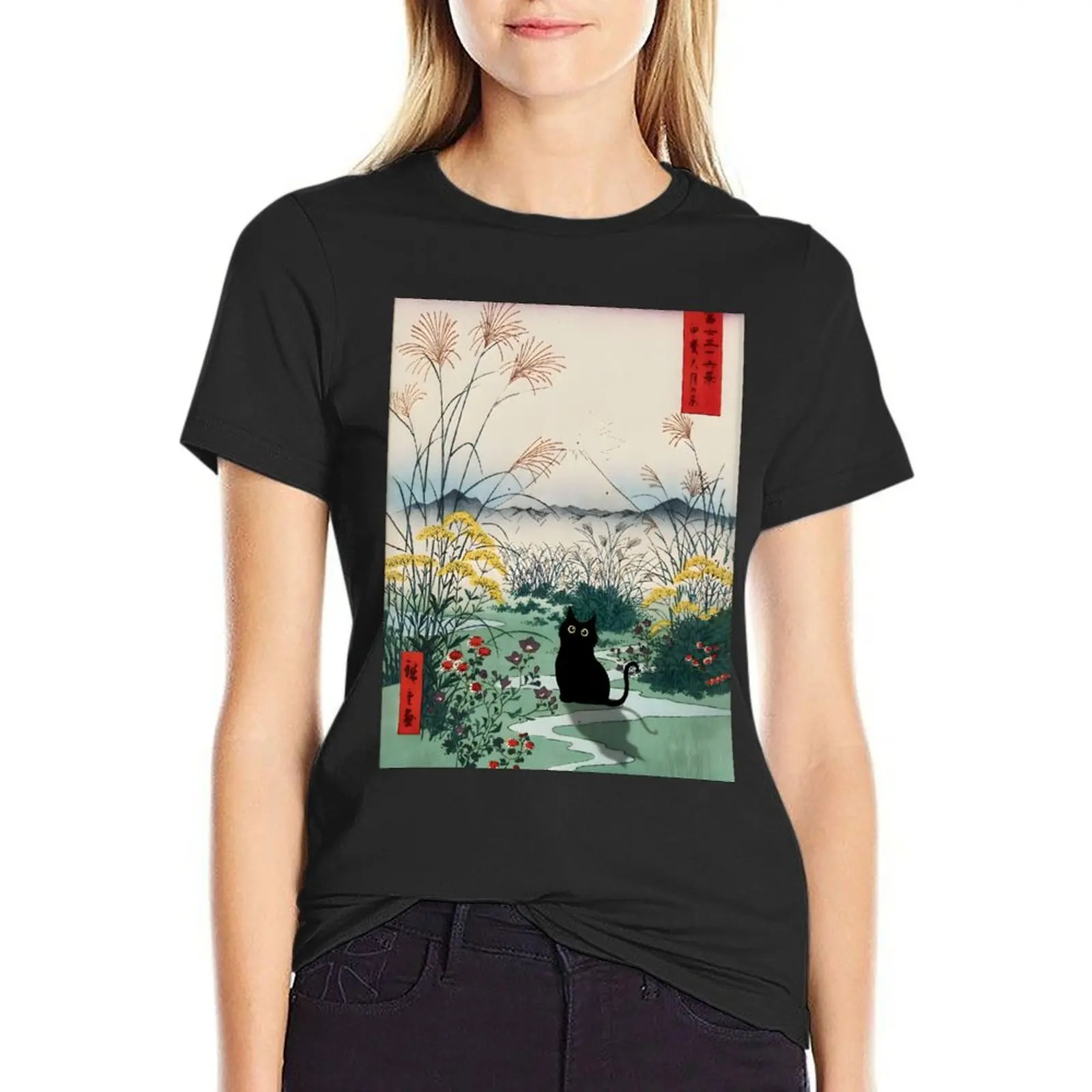 Black Cat Otsuki Plain in Kai Province T-Shirt aesthetic clothes quick-drying Women's clothing