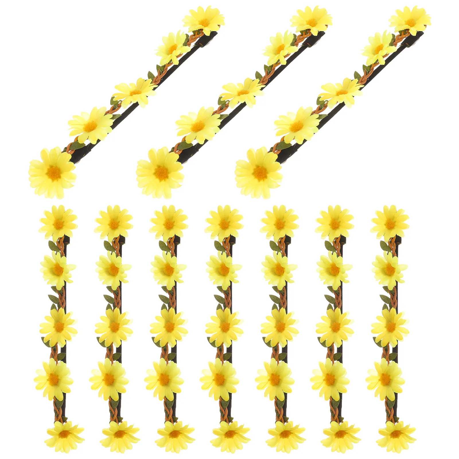 

10pcs Yellow Daisy Flower Headbands for Women Daisy Hairband Bridal Wedding Party Hair AccessoriesFloral Garland