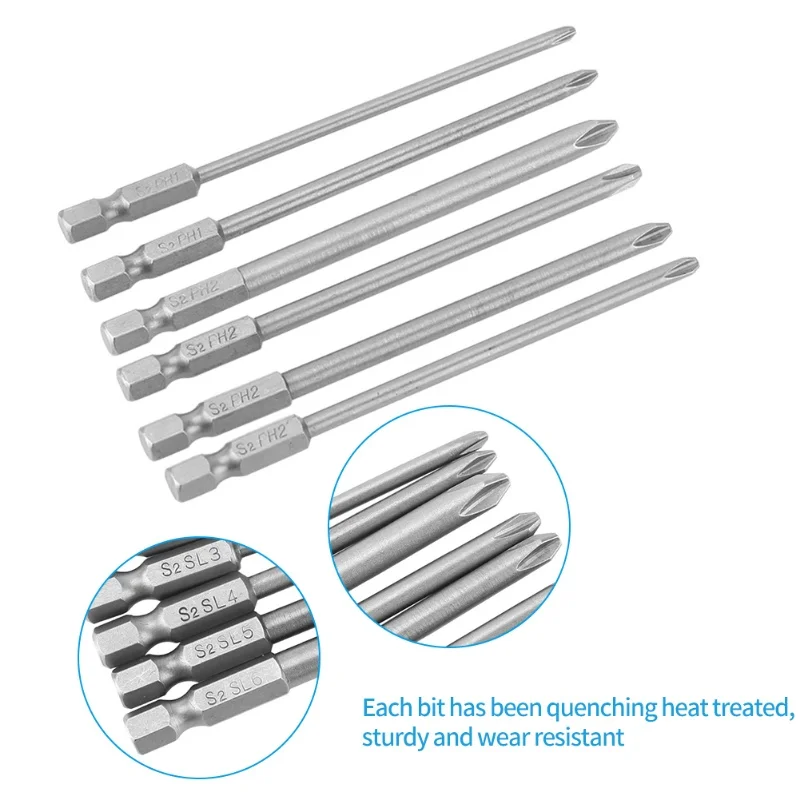 

Набор из 10 бит для отверток из стали S2 с крестообразной головкой PH1 PH2, шестигранный хвостовик 1/4 дюйма, 100 мм