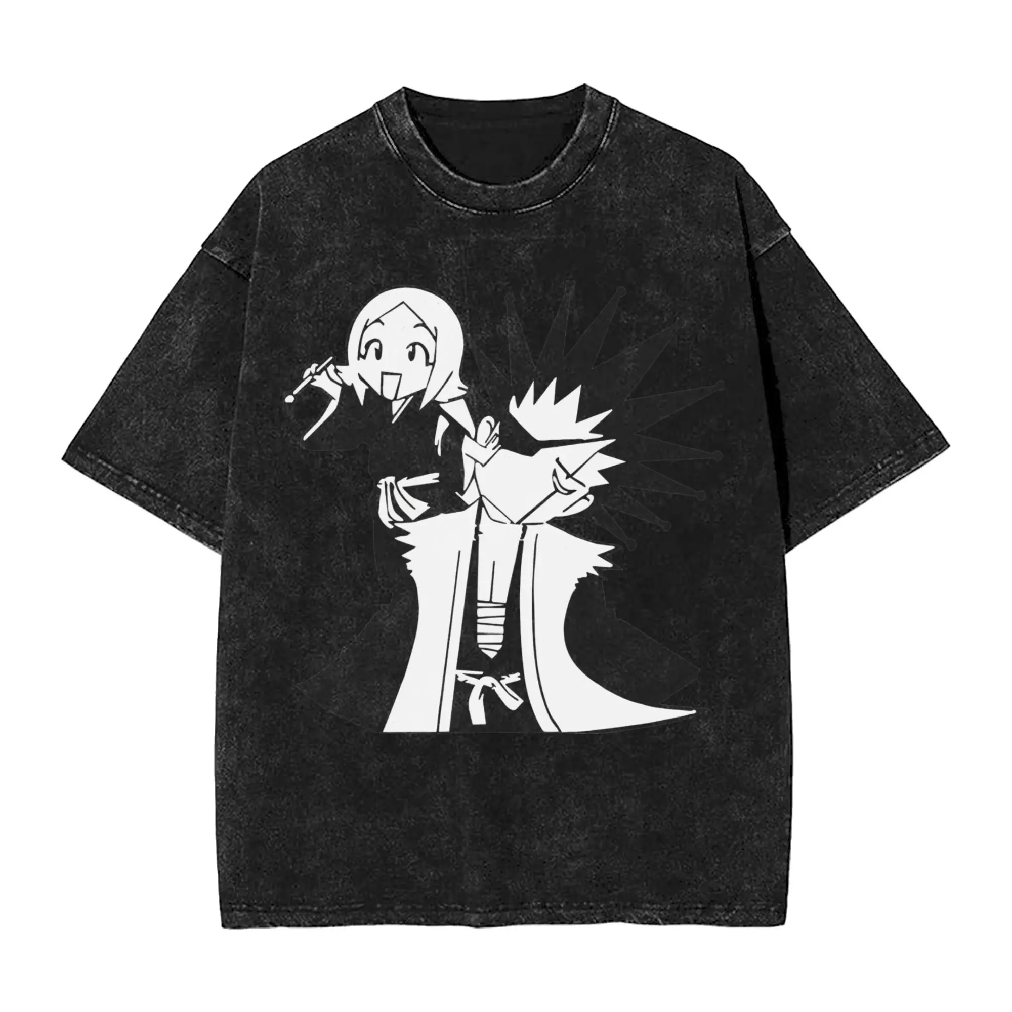Oversized Washed T-Shirt Zaraki Kenpachi    Simple T-Shirts Bleachs Trendy Cool Tee Shirt for Male Summer Awesome Pattern Tees