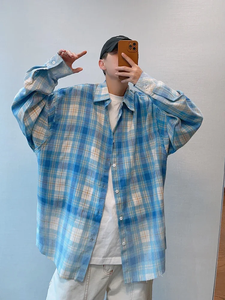 

Plaid Shirts Women High-end Youth Sun-proof OL Outerwear Long Sleeve American Retro Tops Couple Thin Unisex All-match Fashion