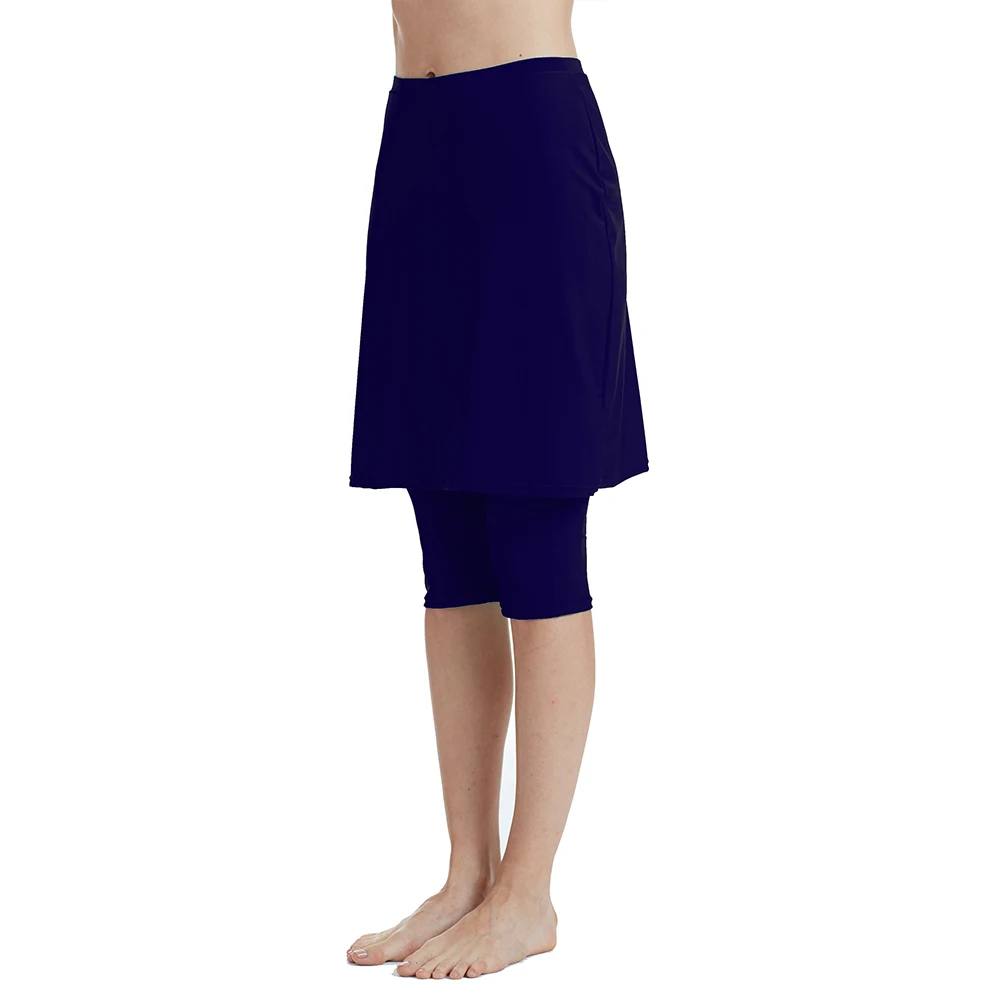 Capris leggings feminino saia energética maiô protetor solar skir (azul marinho)