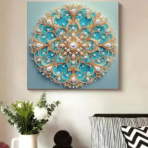 CHENISTORY Mandala Bunga Pola 5D Bentuk Khusus Lukisan Berlian Kristal Lukisan Berlian Mosaik Parsial Kit Dekorasi Rumah DIY 8 mandala berlian penjualan terbaik - №
