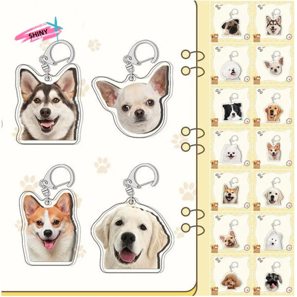 LLavero de perro Samoyedo Border Collie, llavero de Corgi acrílico de caniche Husky, colgante creativo de cachorro de Chihuahua Labrador Unisex