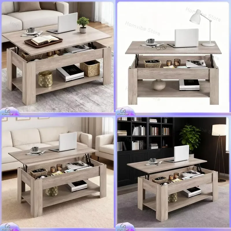 

Wooden Coffee Table for Living Room Simple Farmhouse Style Modern Minimalist End Table Small Space Friendly Rustic Brown