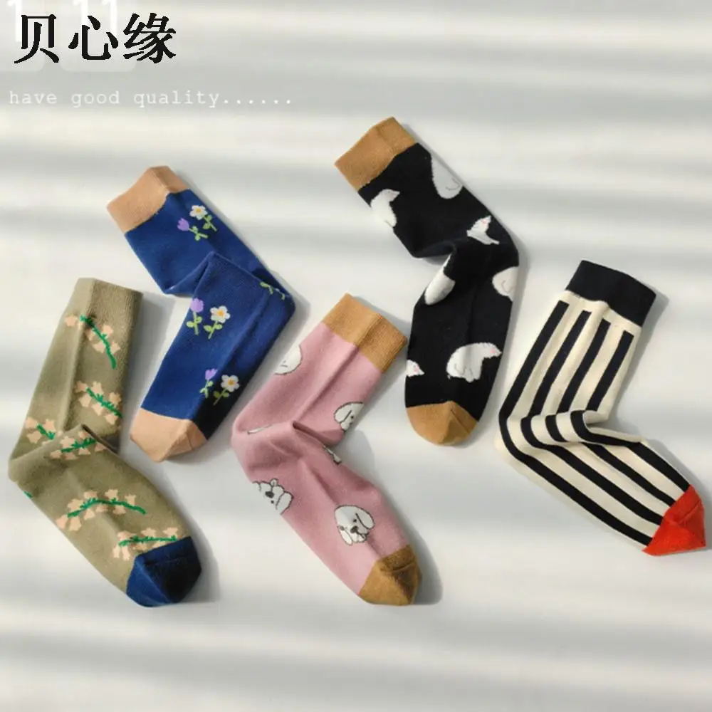 Children knee high sock fall  winter spring period boy socks cotton stocking cartoon cute baby girl students tube socks