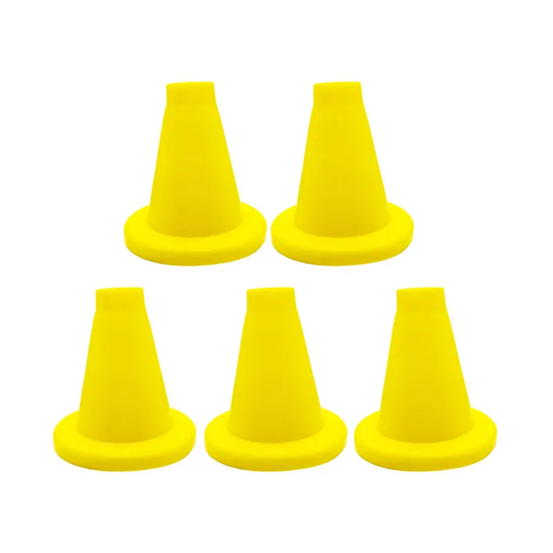 5 Pcs Cricket Batting Tee Soft Rubber Marking Bucket Pyramid Trigonal Tone Sport Marker Bucket is Placed on The Ball Tray