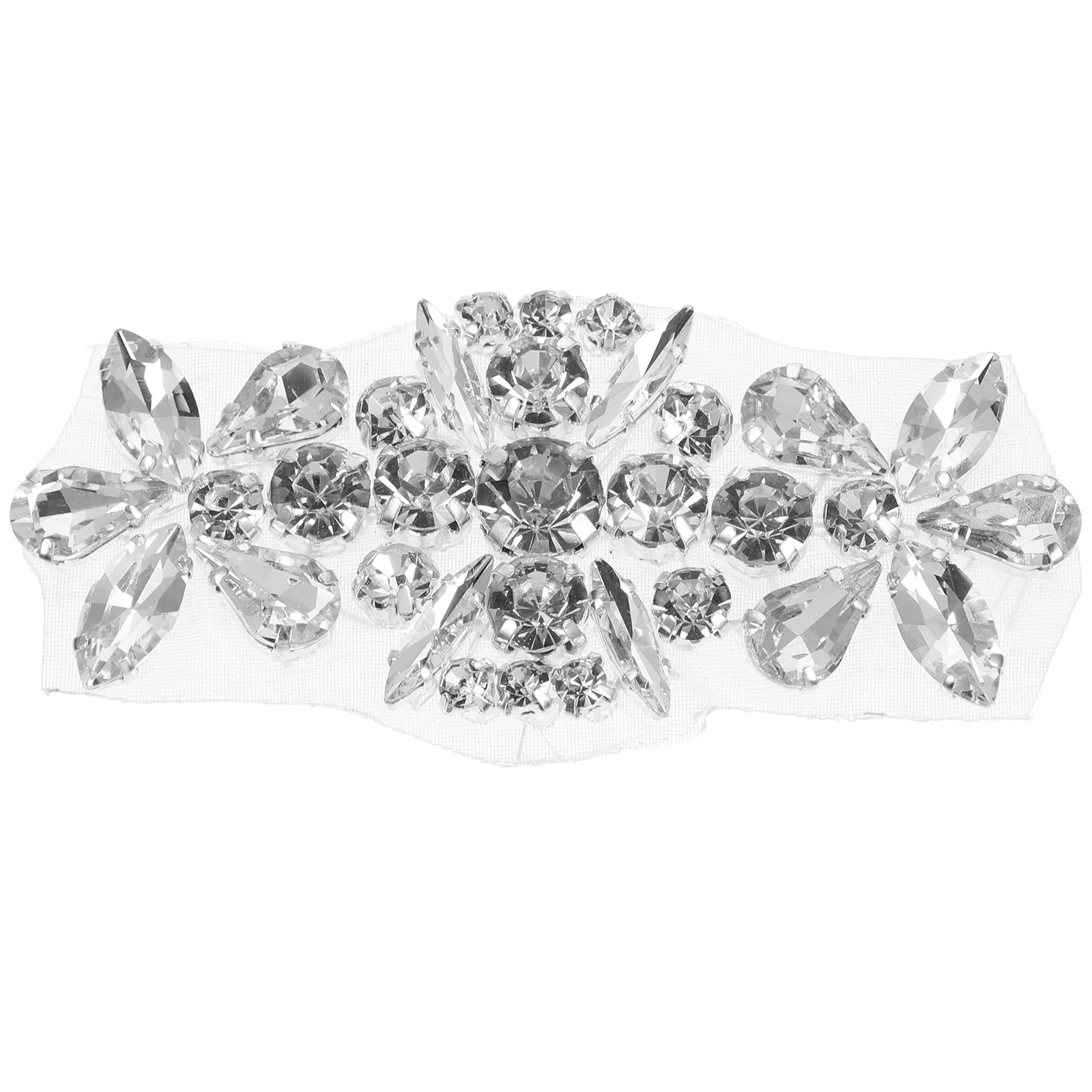 

Glitter Rhinestone Patch Wedding Dress Belt Applique Sparkling Iron On Adhesive Pearl Sash Clothing Repair Diy Garment Accessory