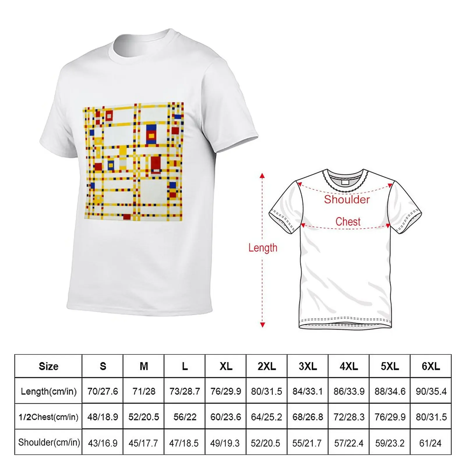 Mondrian Broadway Boogie Woogie T-Shirt anime clothes new edition workout shirts for men