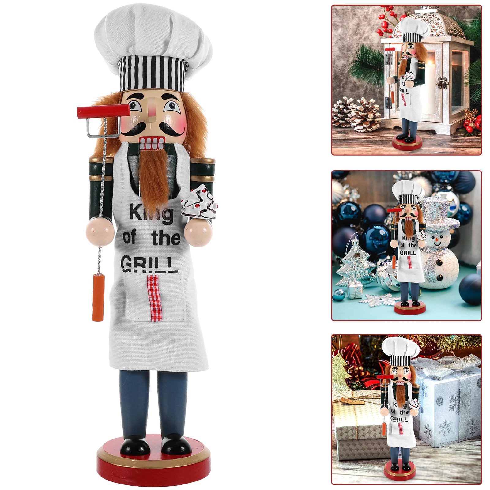 

1pc Wooden Nutcracker Ornament Xmas Holiday Decor Desktop Christmas Decoration Festival Party Gift Home Office Car Indoor