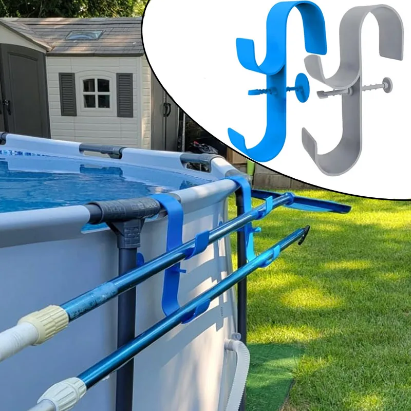 Image of Pool-Laubkescher-Halterung für den Poolrand, verstellbare Teleskop-Schwimmstangenhaken für Aufstellpools, Zubehör