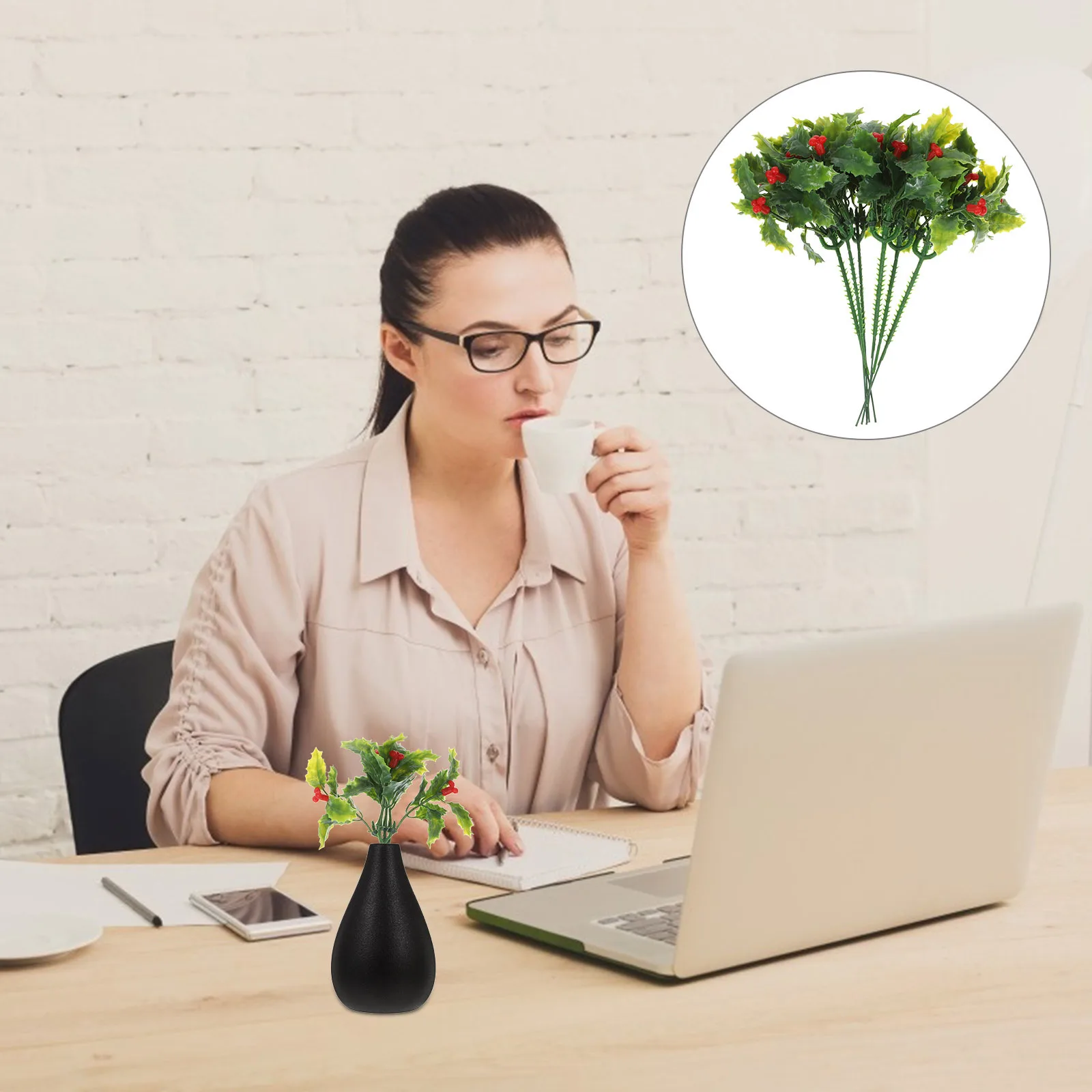 

Plastic Flowers 12pcs Fake Plant Branches for Vase Artificial Flower Decorative Fake Flowers for Outdoors Christmas Display