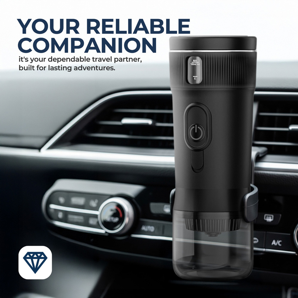  ROUNY Portable Coffee Maker,Small Espresso Machine DC12V Travel Coffee Maker for Car Outdoor Camping Backpacker,Lightweight 