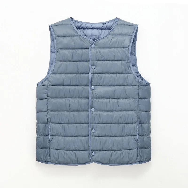 

Lightweight Down Cotton Vest Men's Winter Round Neck V-neck Vest Versatile Warm Waistcoat for Young and Middle-aged People