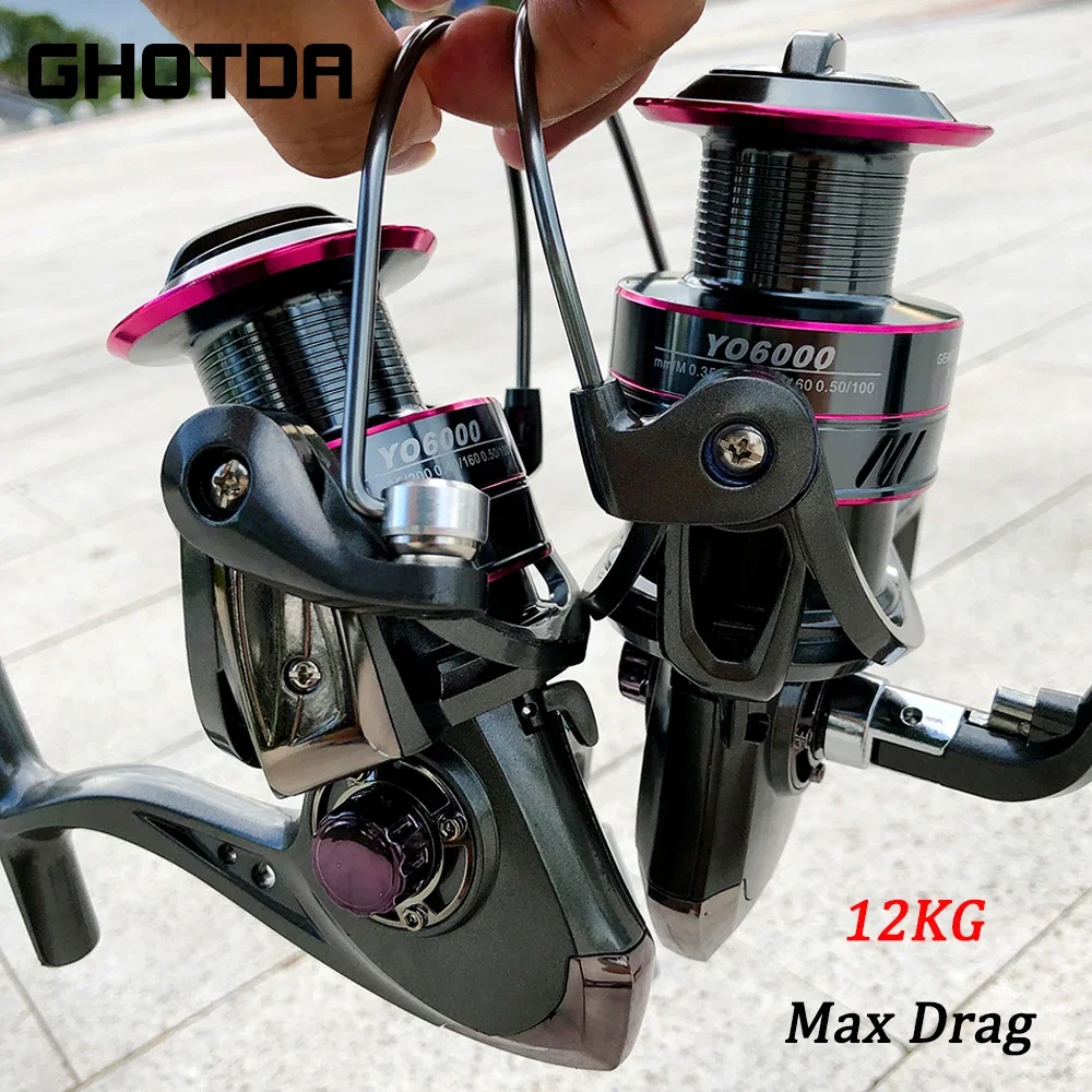 

1000 2000 3000 4000 5000 6000 7000 Series Spinning Reel 12KG Max Drag Durable Metal Spool For Bass Pike Fishing Sea Rod Wheel