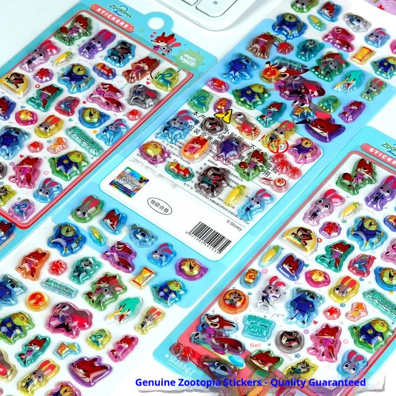 Pegatinas de Relieve Cristalino 3D Estereoscópicas Auténticas de Zootopia, Decoración para Carcasas de Teléfono, Botellas de Agua, Cuadernos, Tarjetas y Manualidades