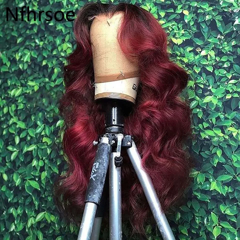 1B 99j Burgundy Lace Front Wig Human Hair Body Wave Lace Frontal Wigs Honey Blonde HD Lace Front Wigs Brazilian Colored Dark Red