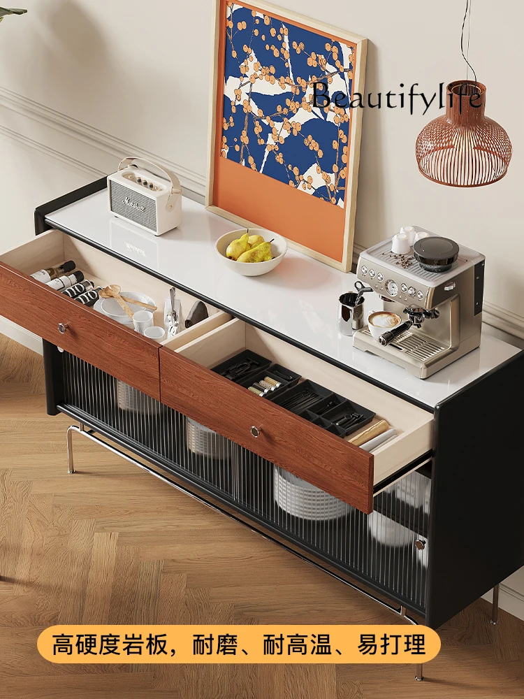 Nordic Retro Color Matching Multi-Functional Solid Wood Sideboard Cabinet