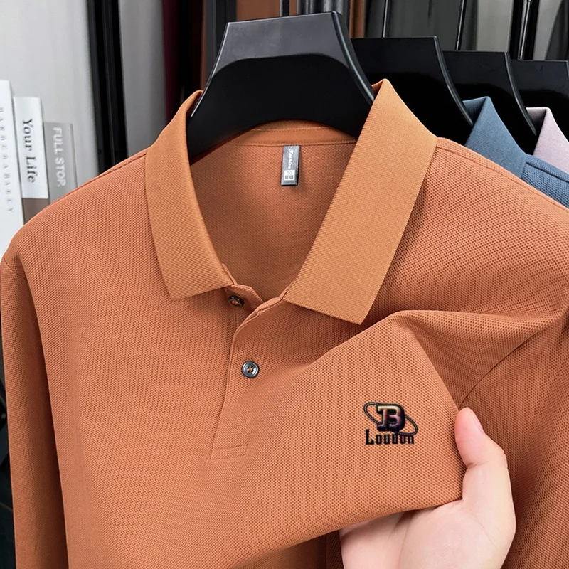 

Модный бренд, осенний новый мужской топ, повседневная теплая рубашка поло из 100% хлопка с длинными рукавами