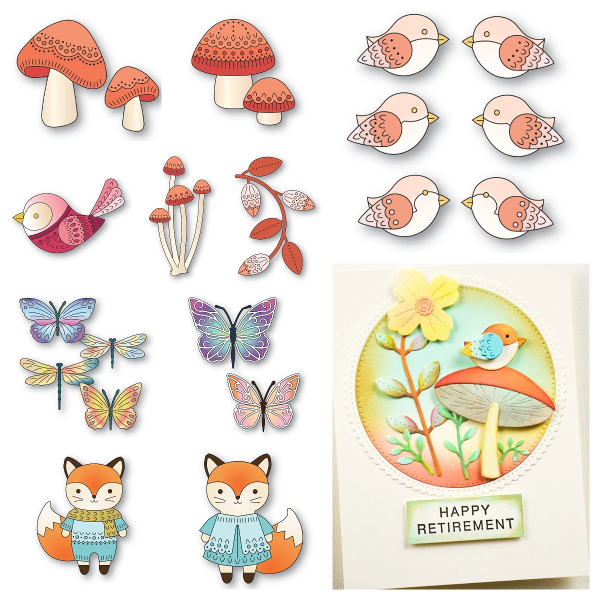 

Mushrooms and Fox Dies Metal Craft Cutting Dies Scrapbooking Paper Diary Decoration Manual Handmade for Embossing 2025 New