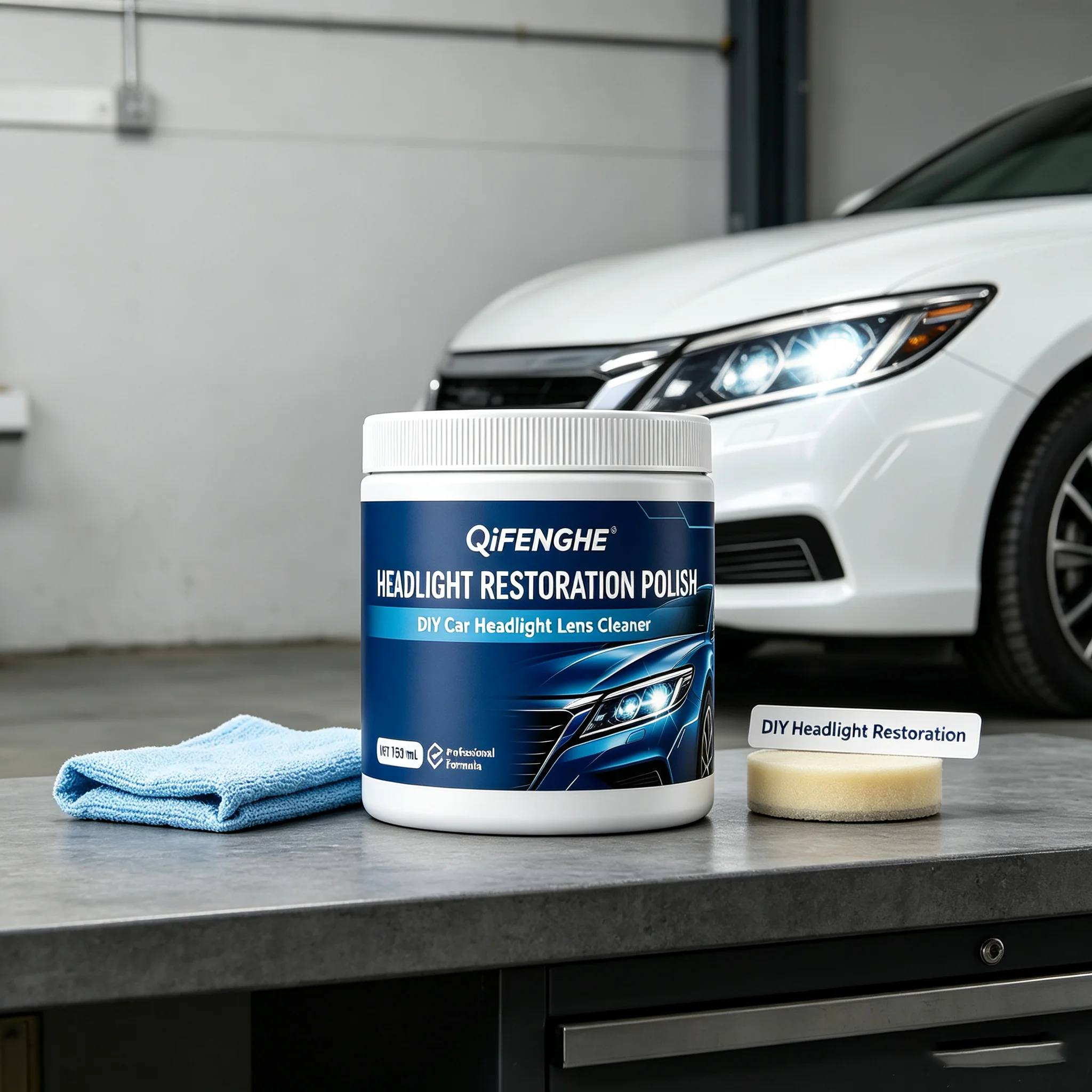 Headlight Restoration Kit 150ml, Remove Yellow Oxidation Restore Clarity, Scratch Repair, Improve Night Visibility