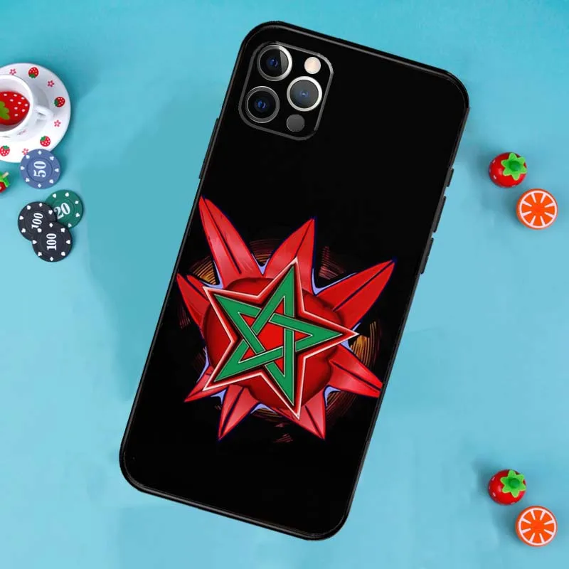 Morocco Maroc Moroccan Flag Funda Case For iPhone 11 12 13 14 15 Pro Max Plus Mini X XR XS Max SE 2020 2022 7 8 Cover