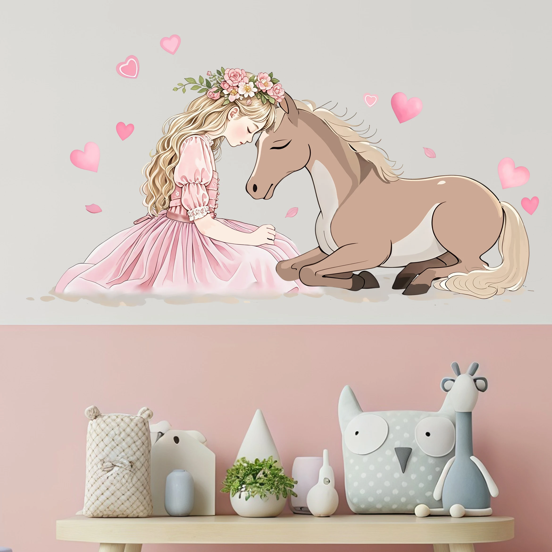 Pvc Panel Background - สติ๊กเกอร์ติดผนังลายม้าแสนโรแมนติก แบบลอกติดเอง สำหรับตกแต่งห้องนอน ห้องนั่งเล่น ผนังหลังเตียง