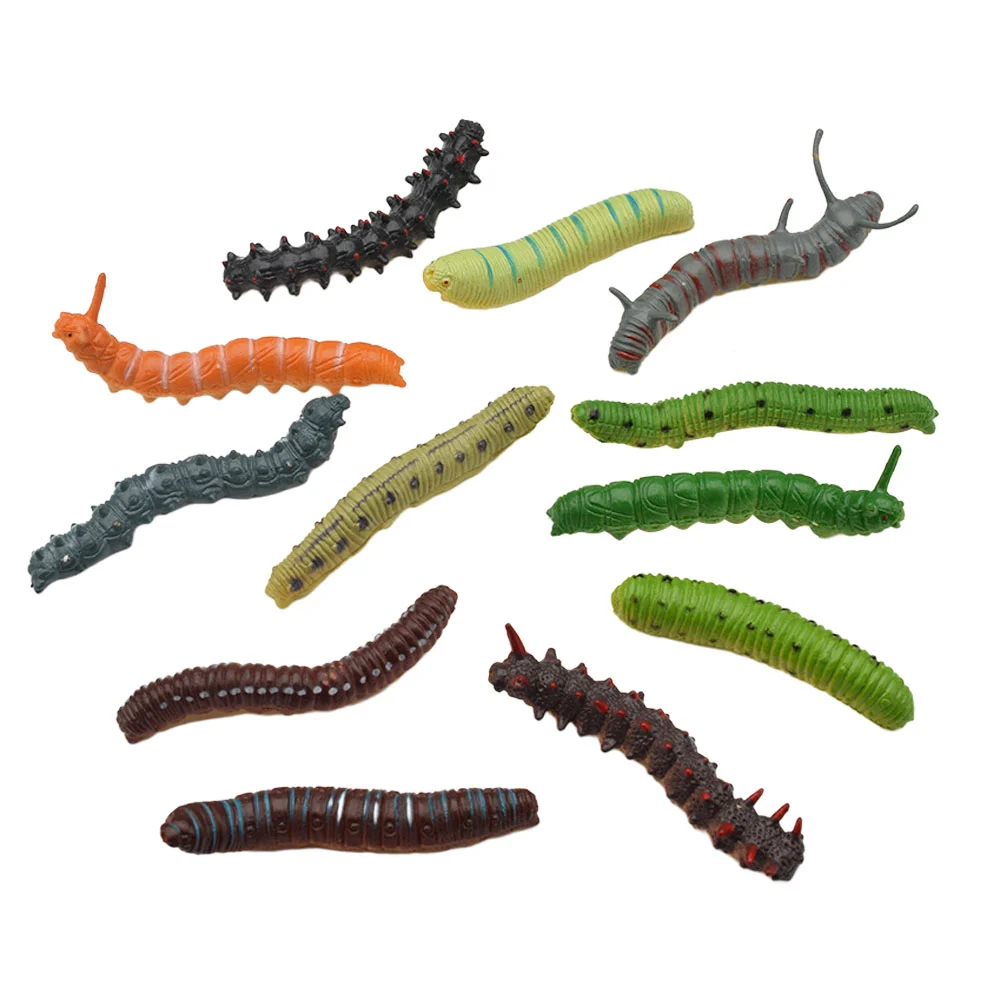 24 Pcs Artificial Caterpillar Toy Delicate Figurine Statue Decor Garden Decoration Plastic Fake Worm Baby Lovely