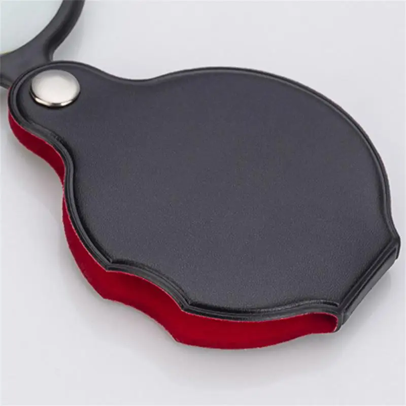 Magnifying Glass Durable Leather Folding 50mm Faux Leather Cover Car Accessories Magnifying Glass Faux Mini 50mm Mini Magnifier