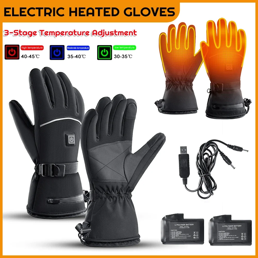 

Умные перчатки с подогревом с сенсорным экраном, перчатки с электрическим подогревом на батарейках, водонепроницаемые, альпинизм, пеший туризм, велоспорт, зимние теплые перчатки