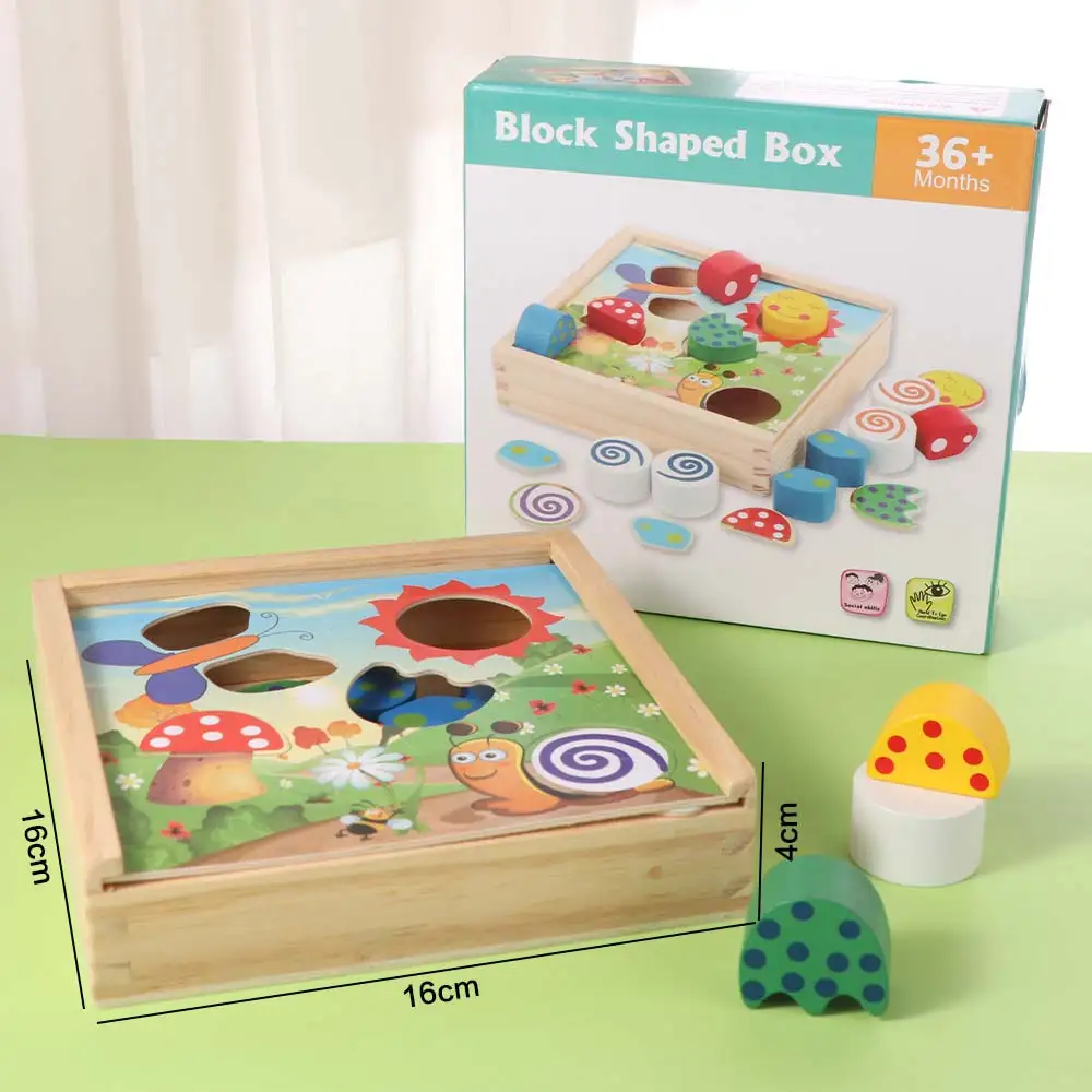 Form Holz Montessori Spielzeug Frühe Bildung Entwicklungs Spielzeug Farbe Form Sortierung Box 3D Puzzle Bunte Passende Blöcke