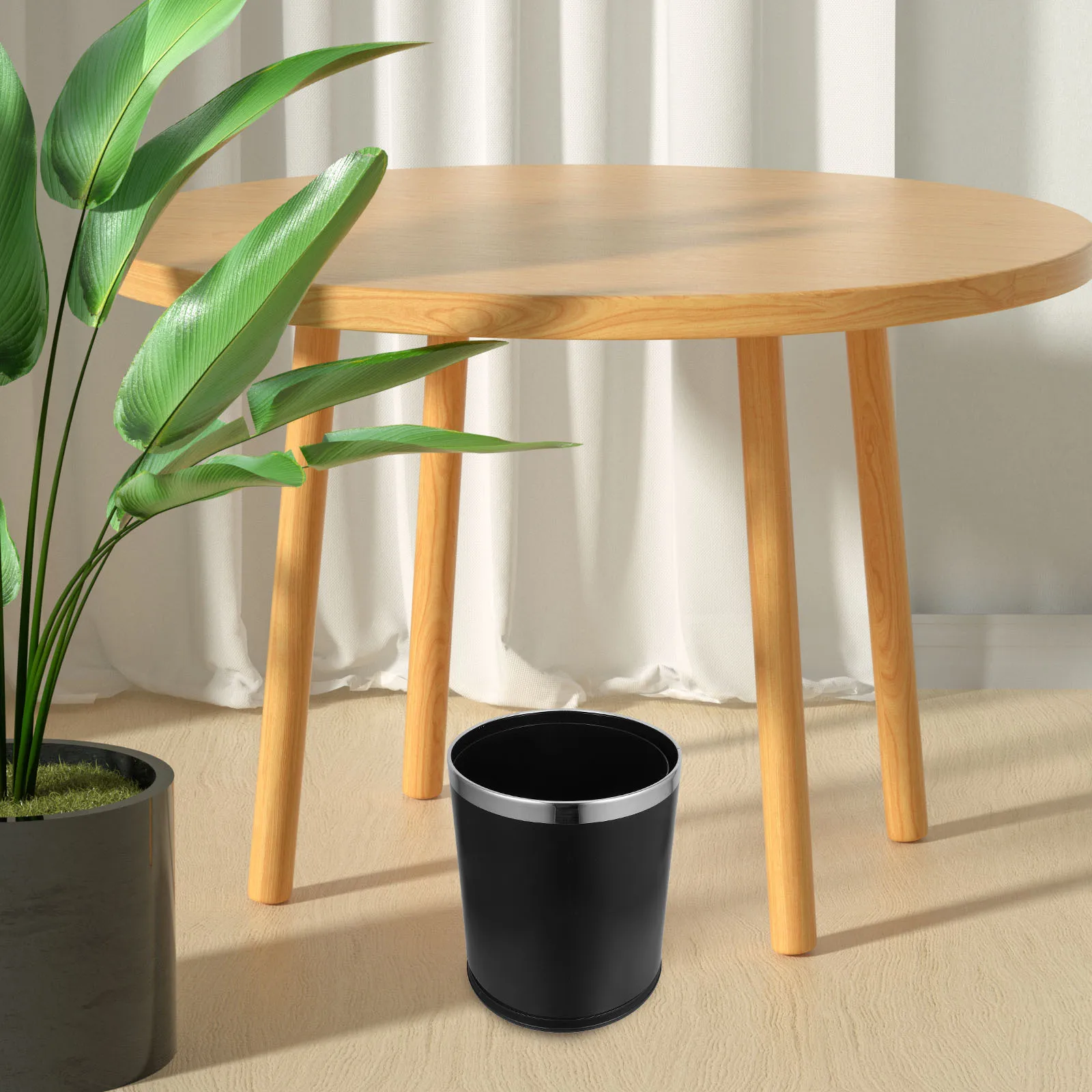 

18L Double Layer Round Trash Can Modern Decorative Waste Basket Bathroom Kitchen Office Garbage Bin Bathroom Wastebasket