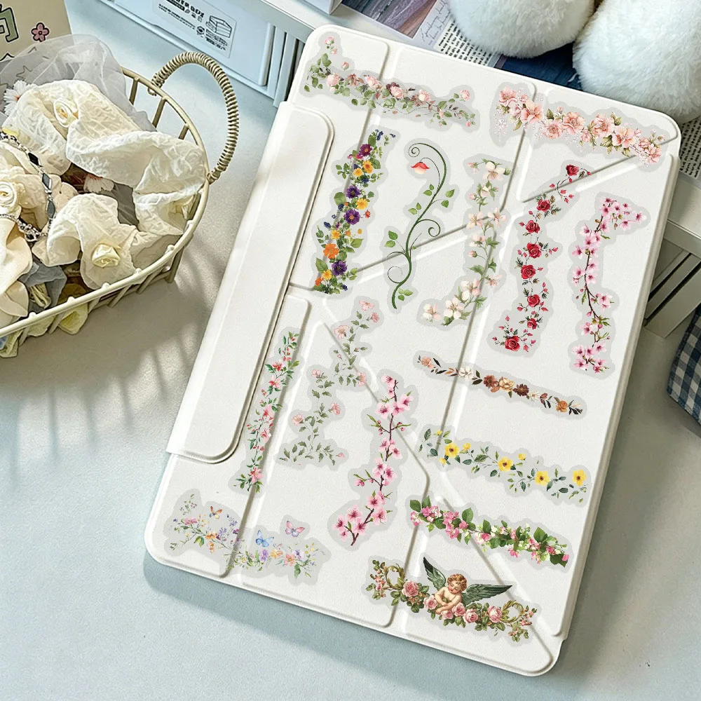Picture 7: 60pcs Flower Hand Account Lace Transparent PET Stickers Decals For Phone Laptop Notebook Suitcase Guitar DIY Aesthetic Stickers