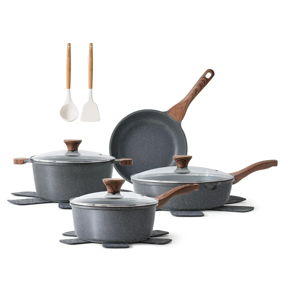 

Nonstick Cookware Set 13-Piece, Non Stick Pots and Pans Set with Swiss Granite Coating, Non-toxic Kitchen Cooking Set