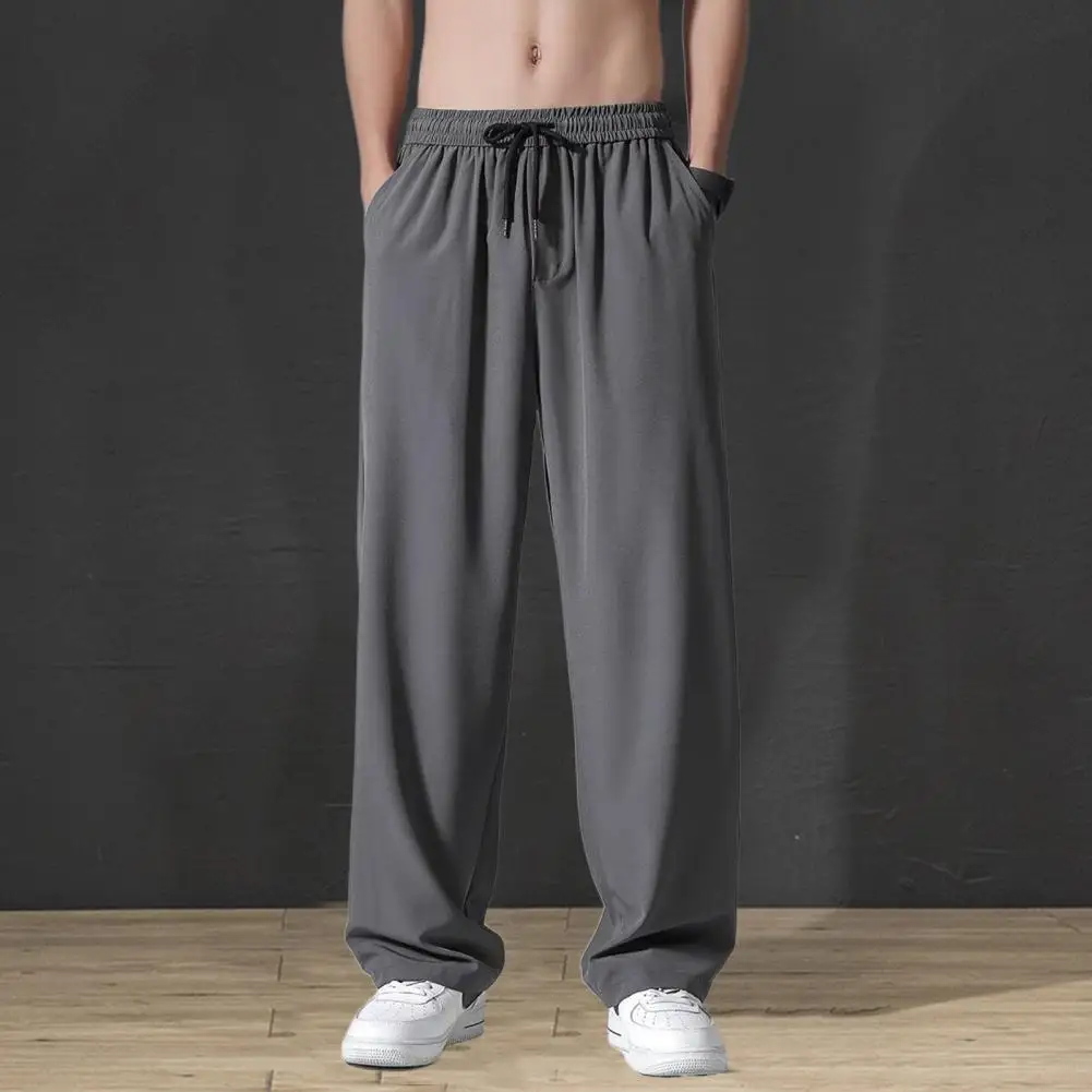 Versatile Shrink Resistant Summer Solid Color Straight Wide Leg Thin Trousers Daily Clothing