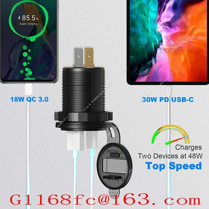 Smart Car Universal 12VPD Car Charger with Voltmeter Display Button QC3.0 Car USB Charger, Parts
